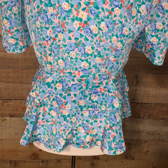 S.L. Fashions | Vintage Floral Print Wrap Blouse - Picture 7 of 8